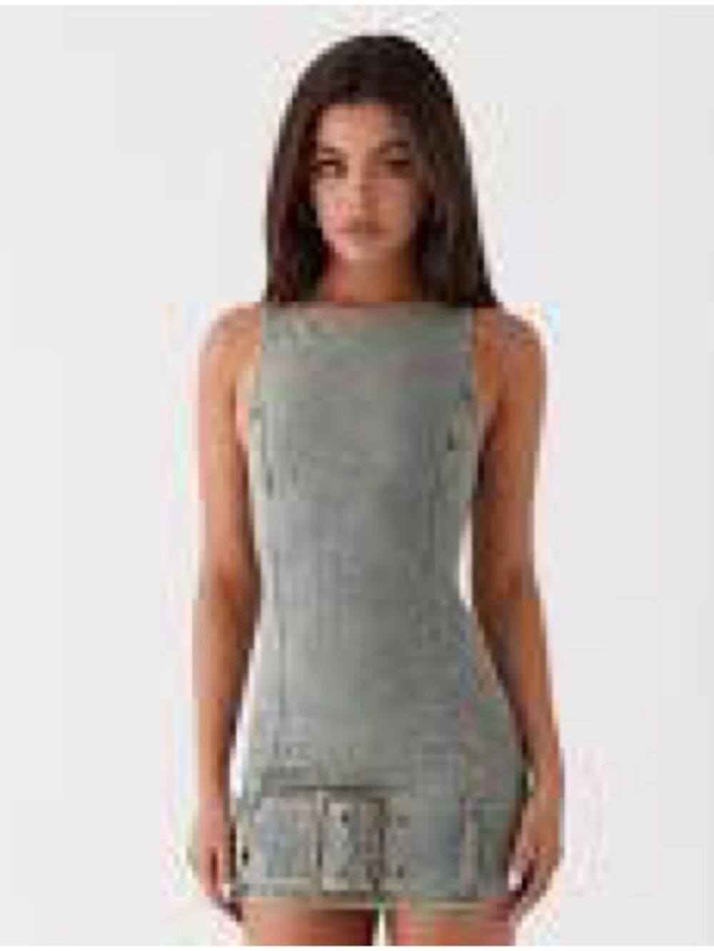 Peppermayo Dark Matter Sleeveless Denim Mini Dress with Front Buckle NWT 8 US - Picture 3 of 10